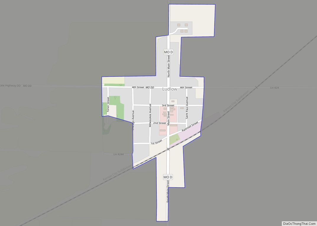 Map of Ludlow town, Missouri