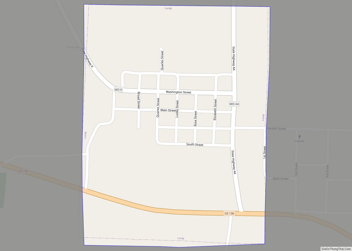 Map of Luray village, Missouri