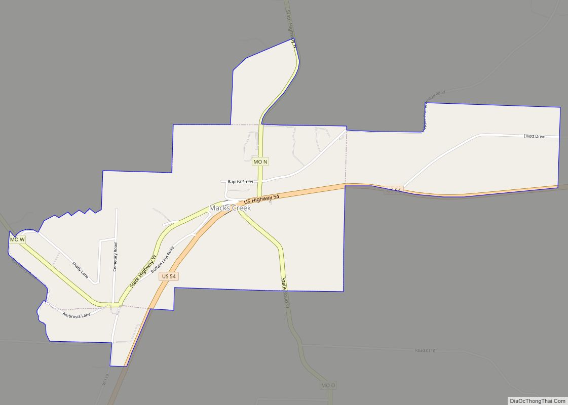 Map of Macks Creek CDP