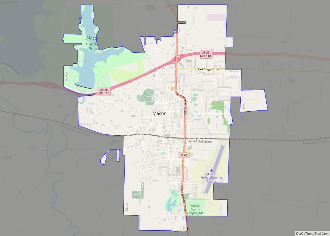 Map of Macon city, Missouri