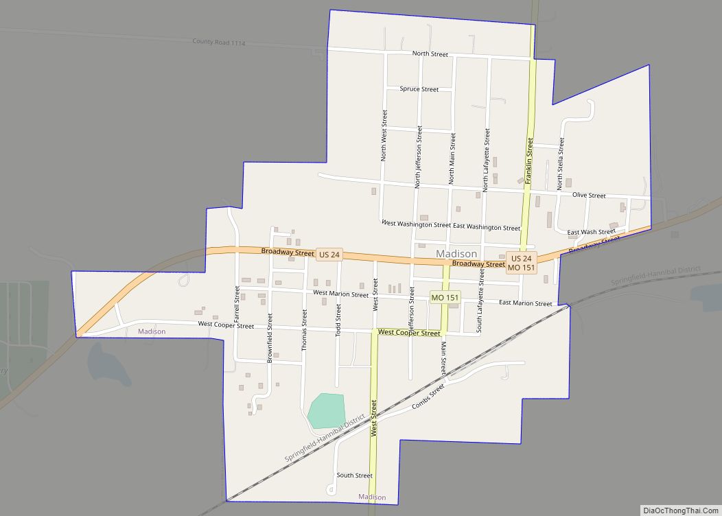 Map of Madison city, Missouri