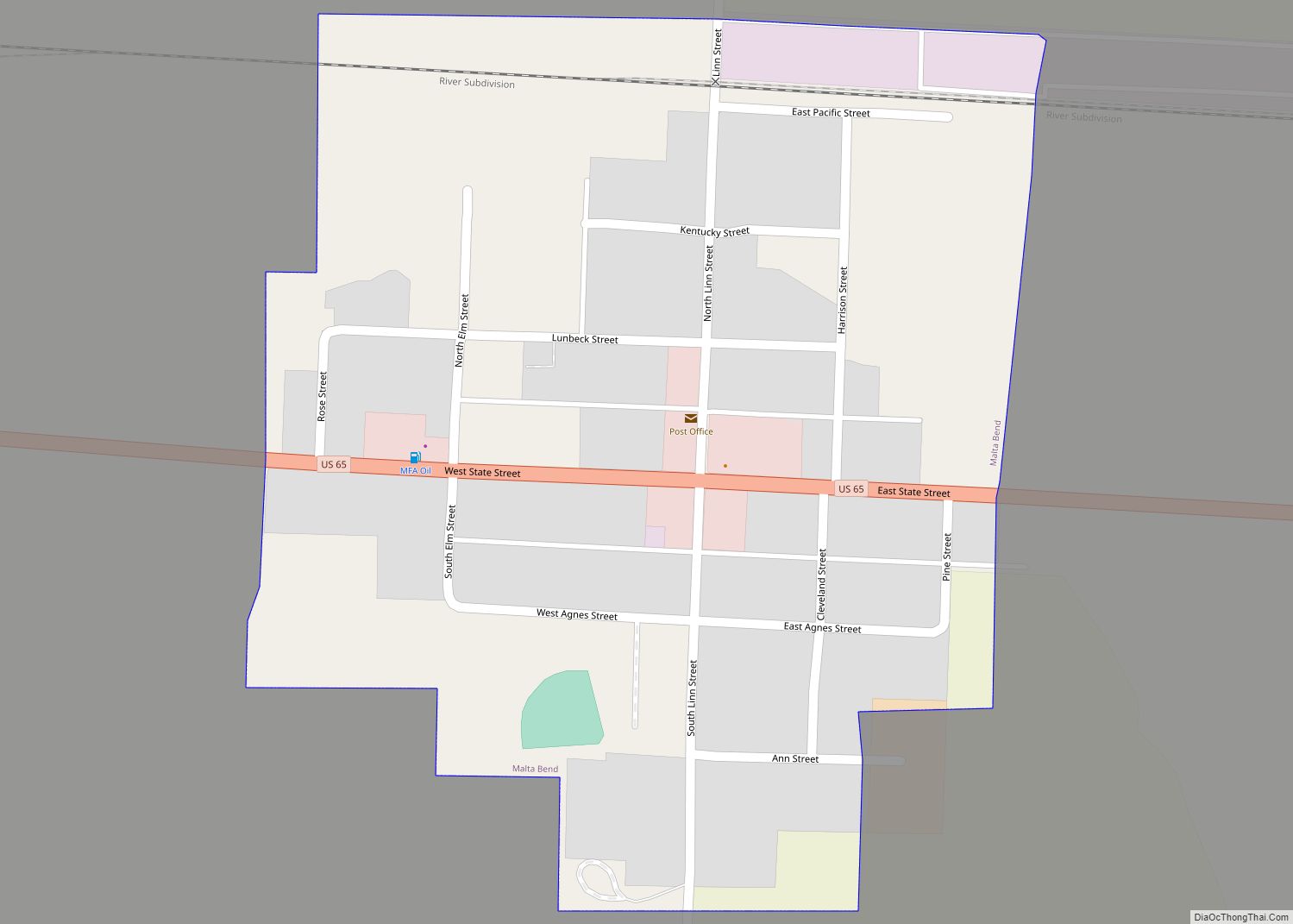 Map of Malta Bend town
