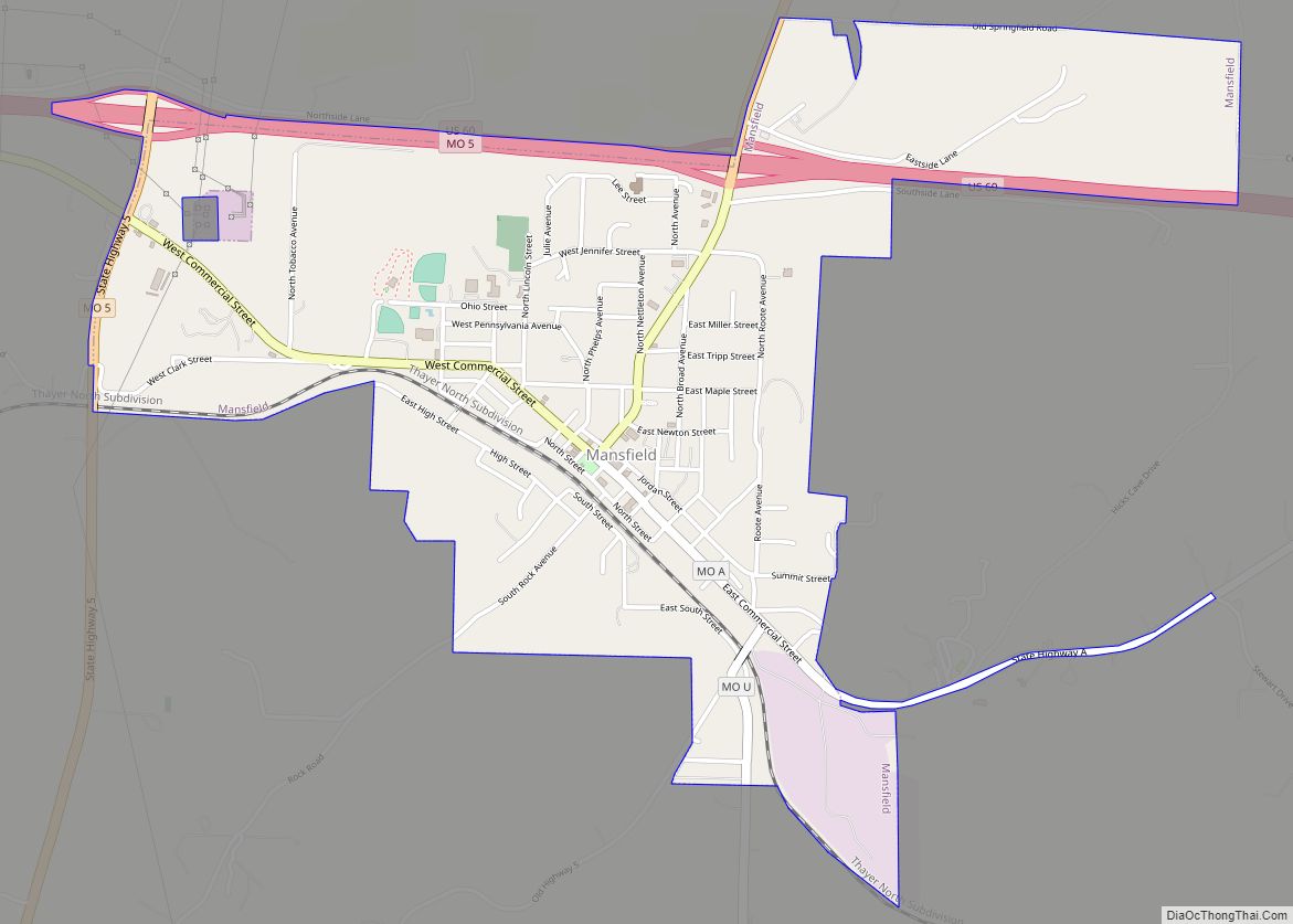 Map of Mansfield city, Missouri
