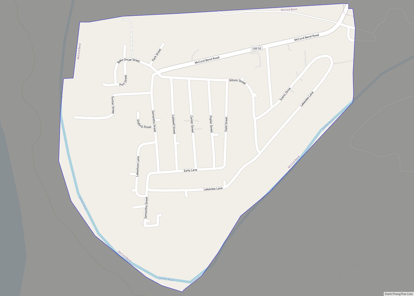 Map of McCord Bend village