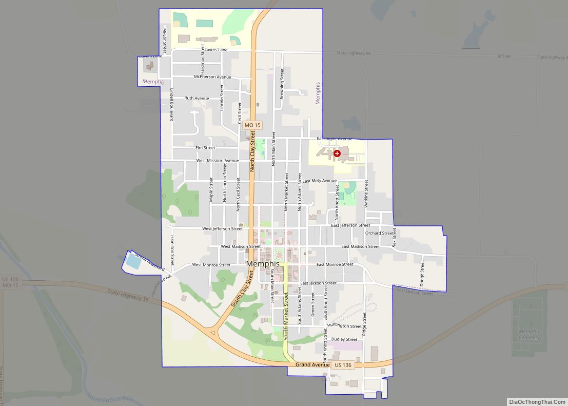 Map of Memphis city, Missouri