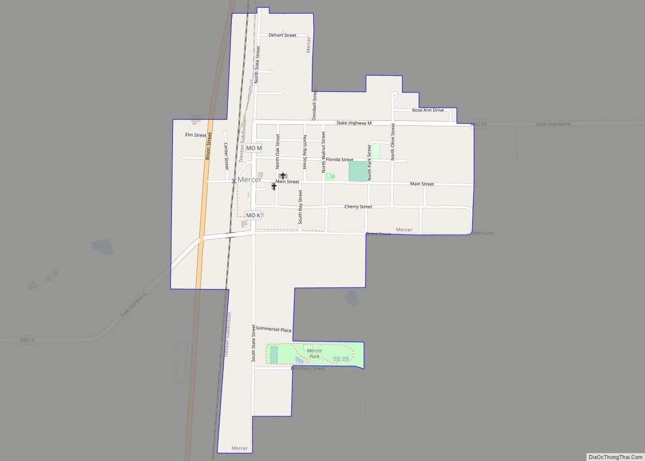 Map of Mercer town