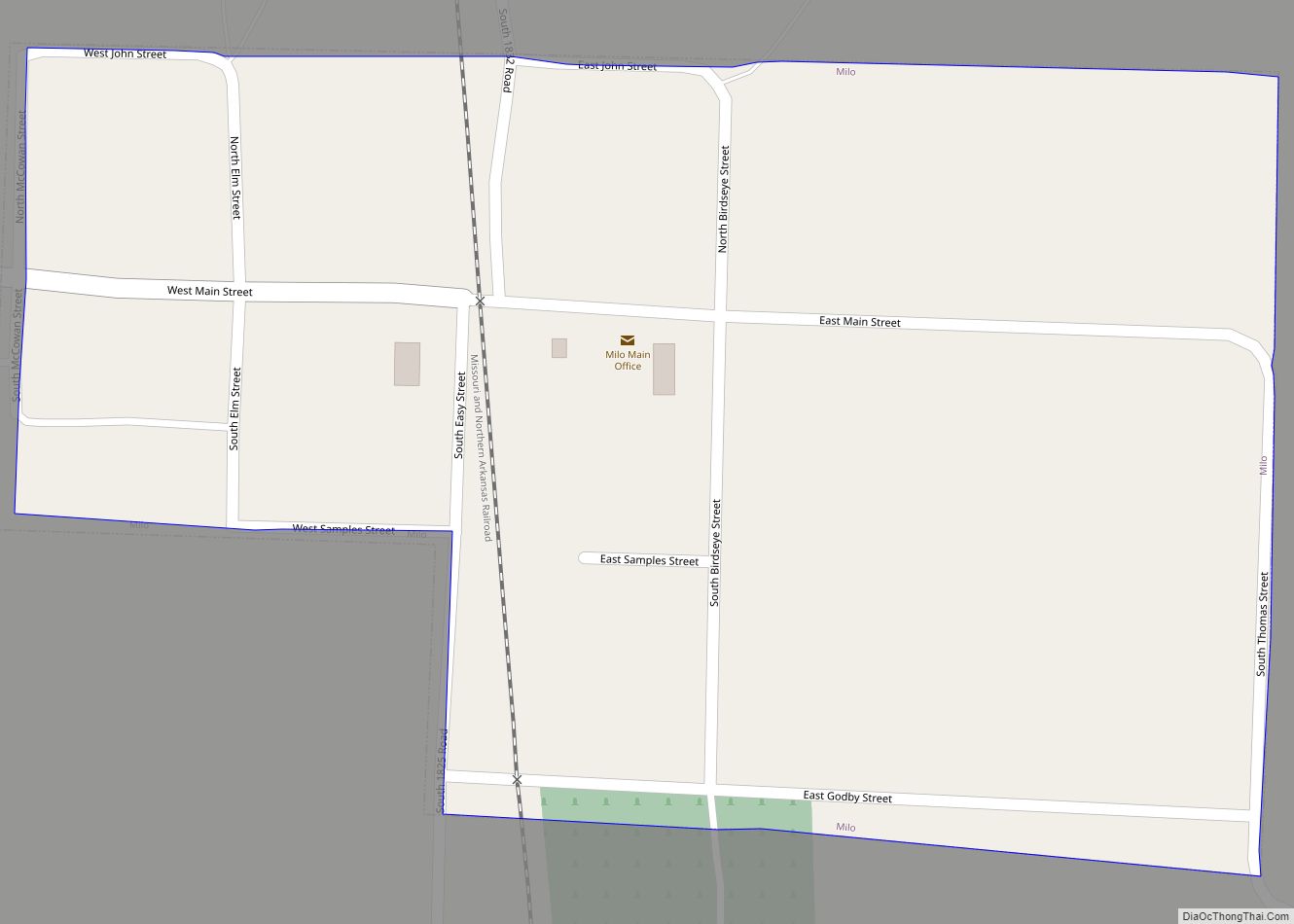 Map of Milo village, Missouri