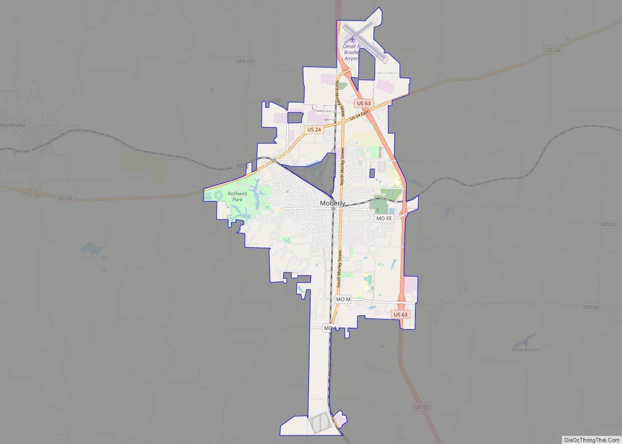 Map of Moberly city