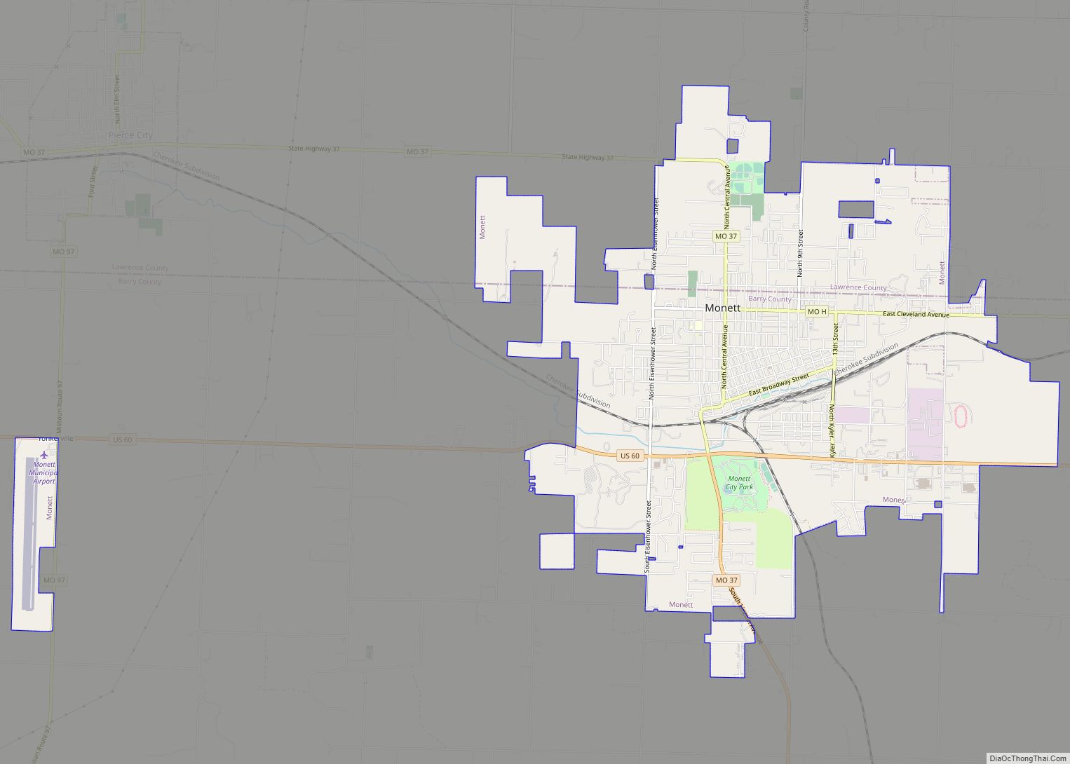 Map of Monett city