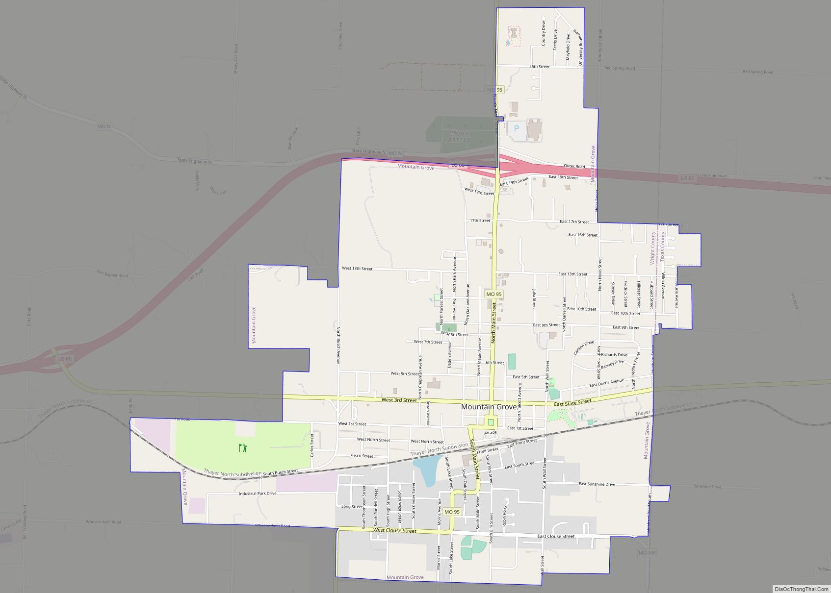 Map of Mountain Grove city