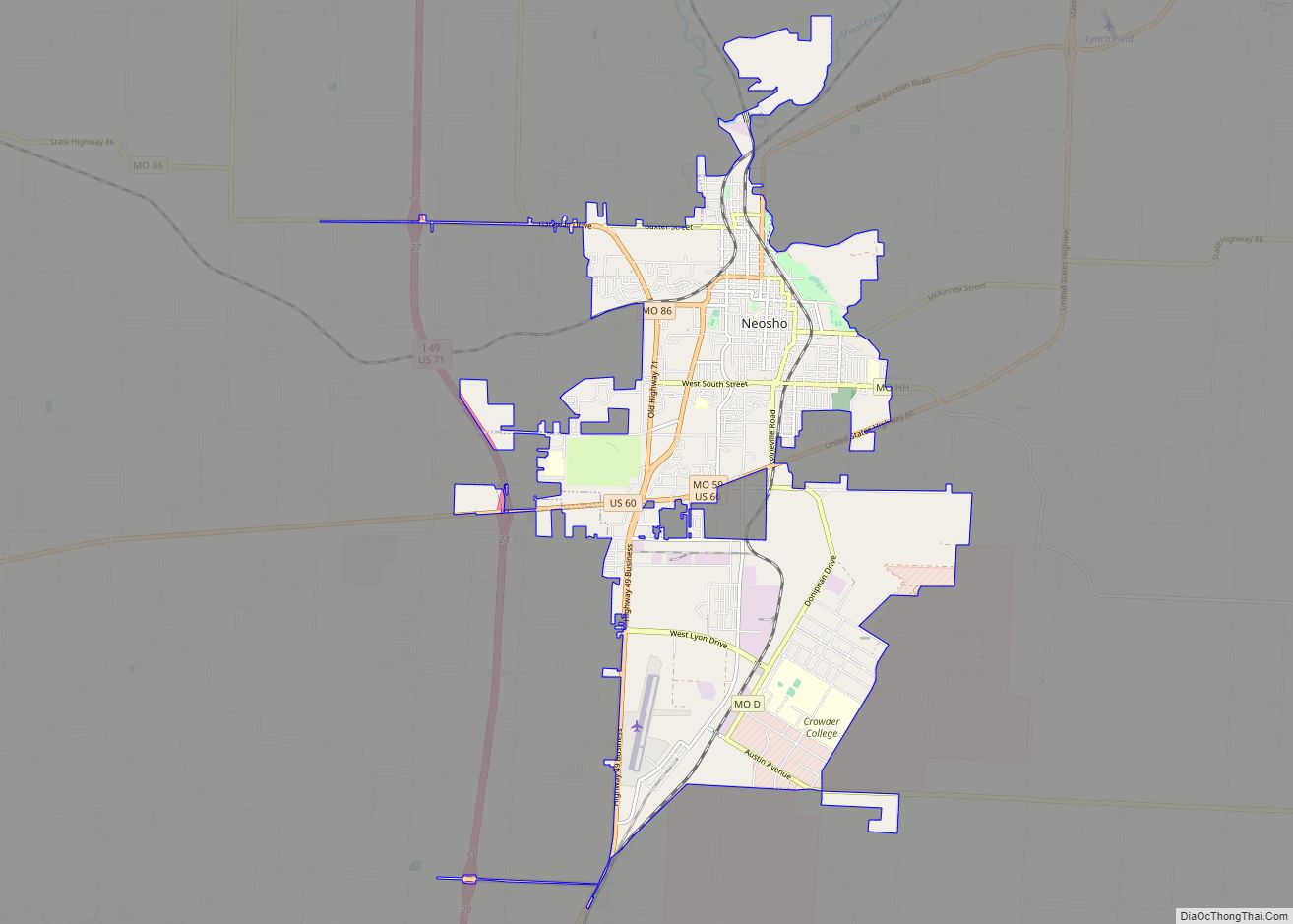 Map of Neosho city