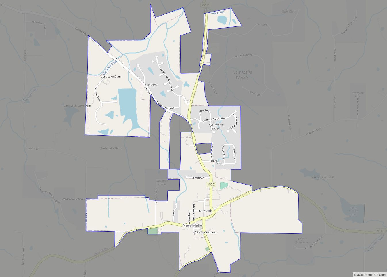 Map of New Melle city