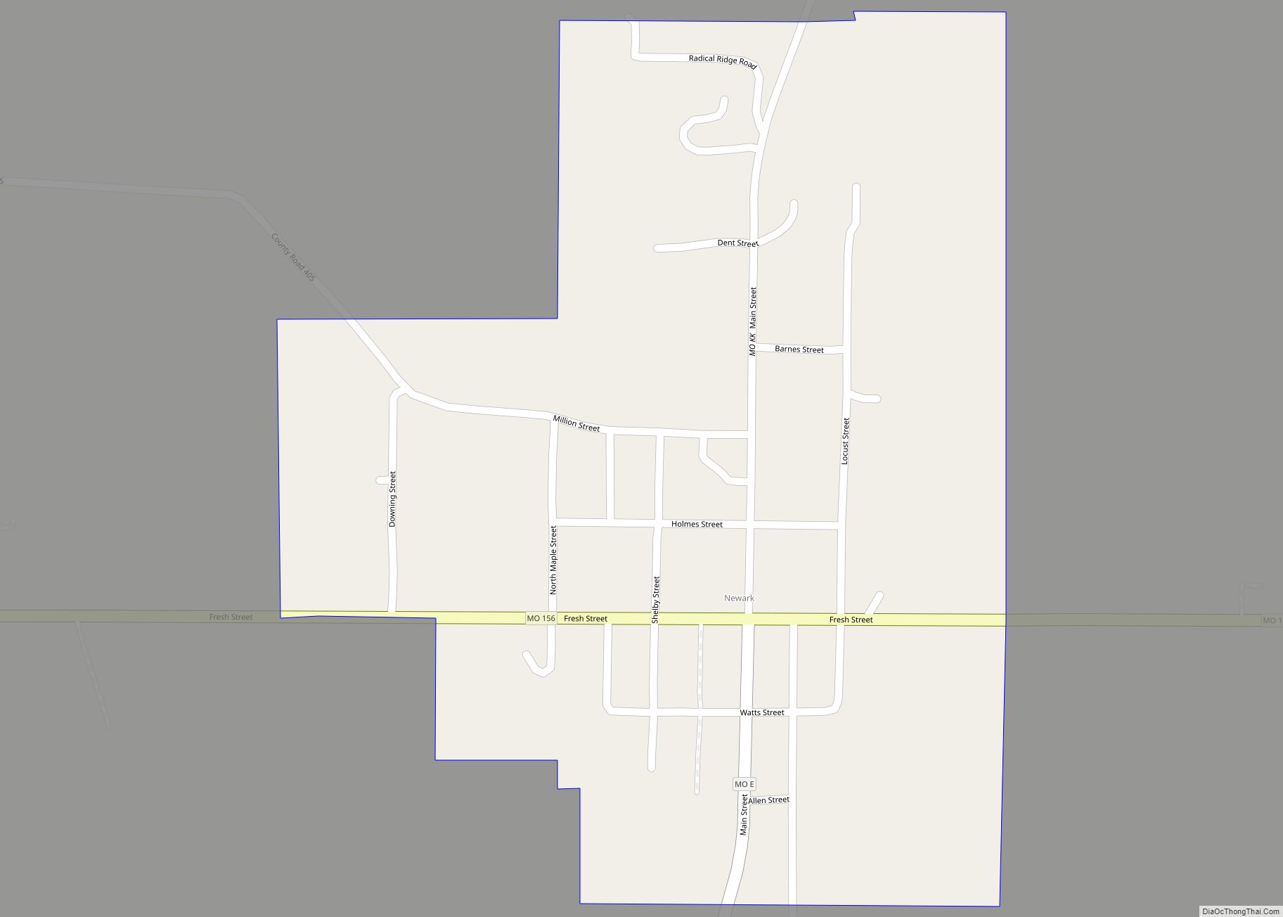 Map of Newark village, Missouri