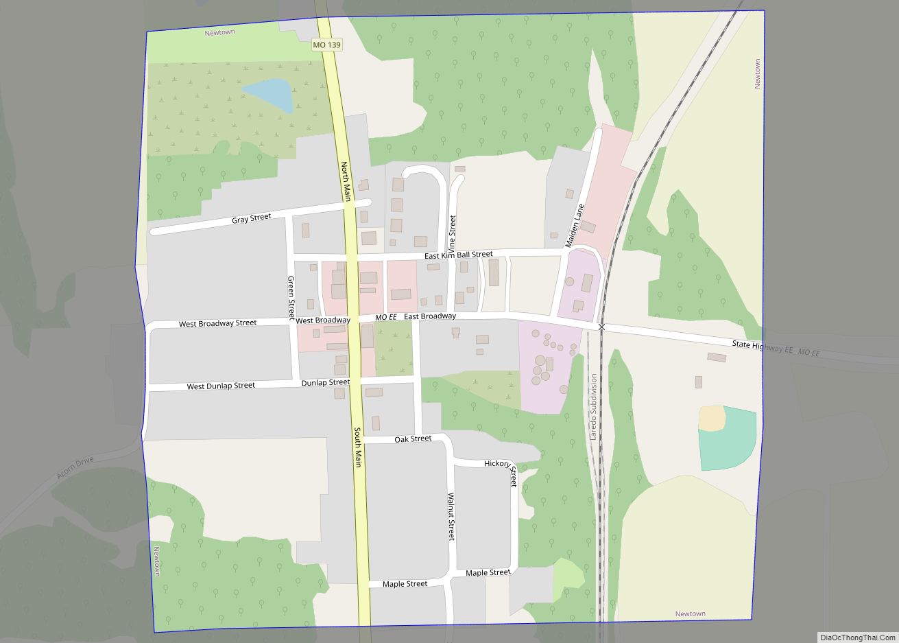 Map of Newtown town, Missouri