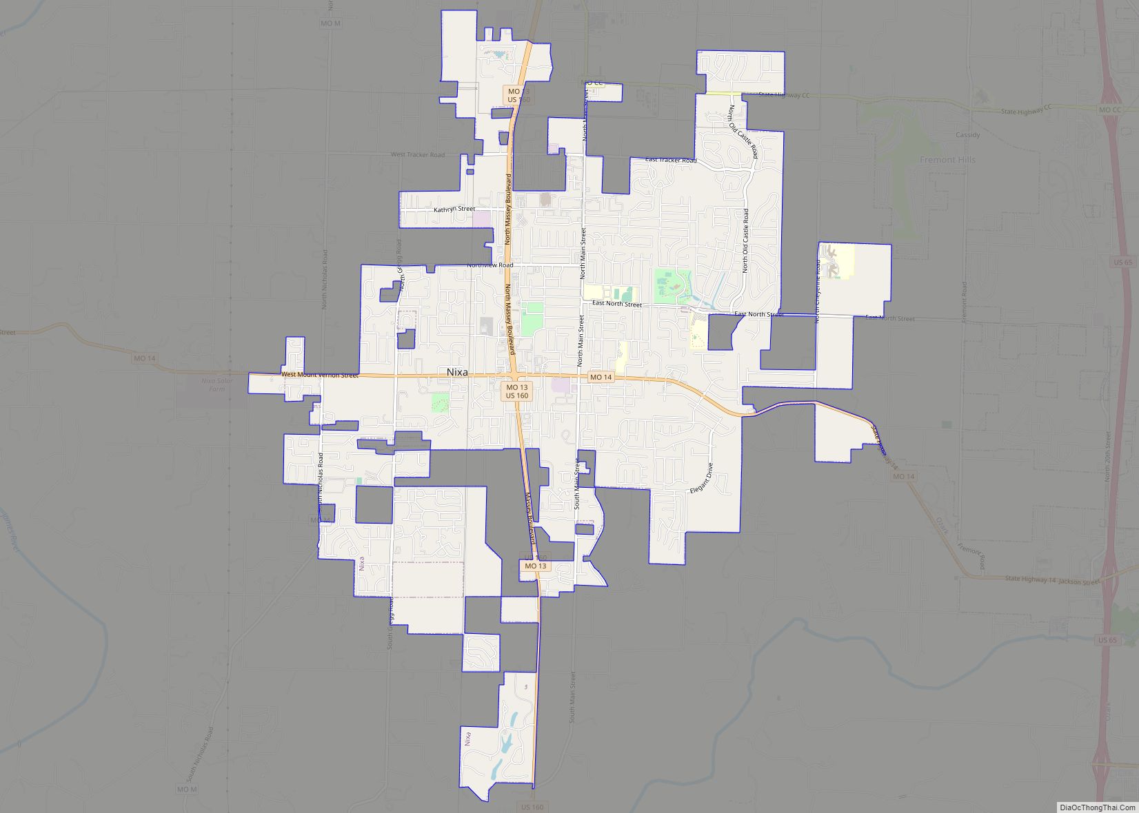 Map of Nixa city