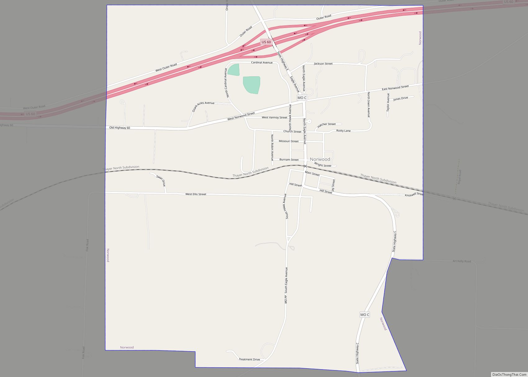 Map of Norwood city, Missouri