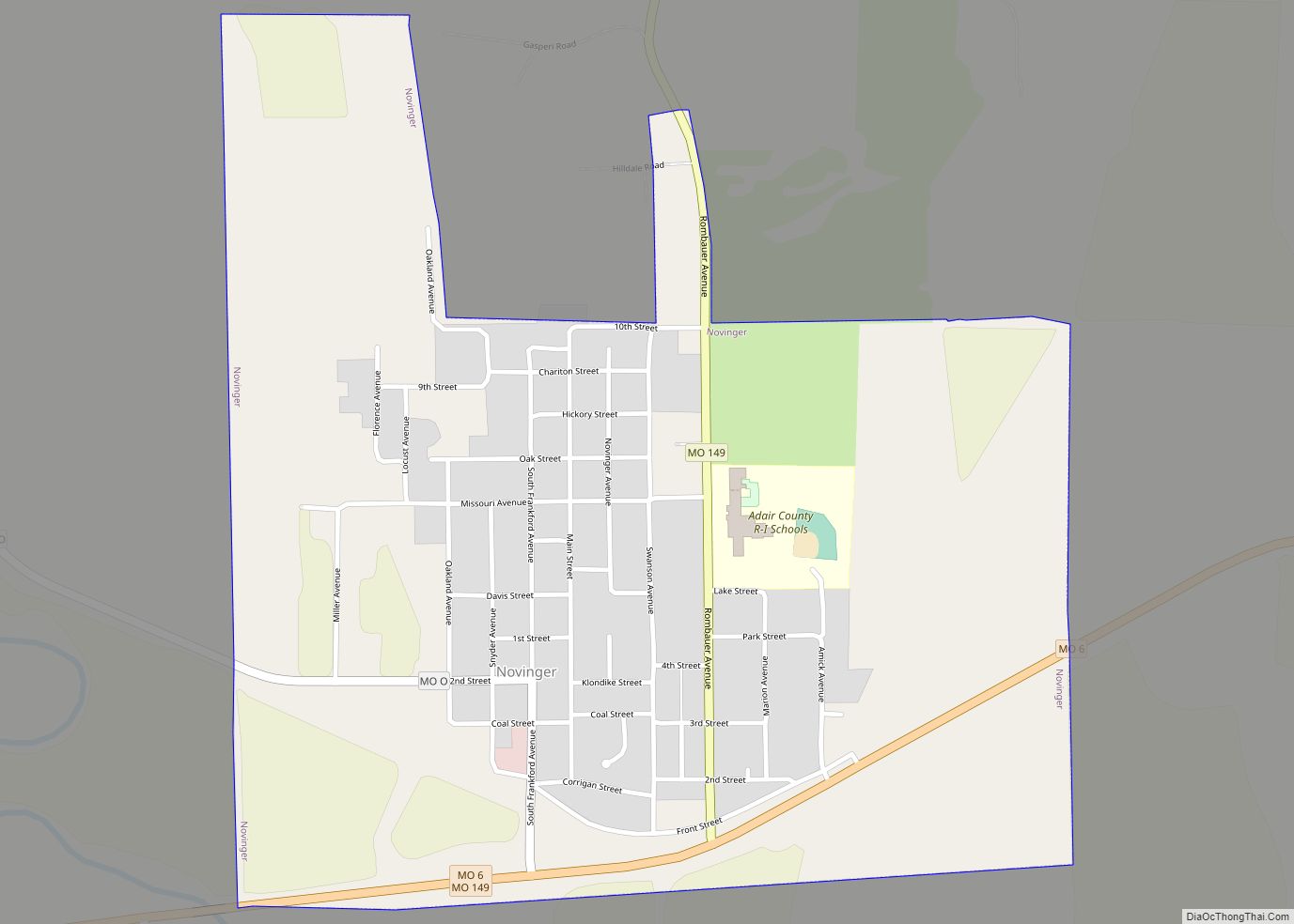 Map of Novinger city