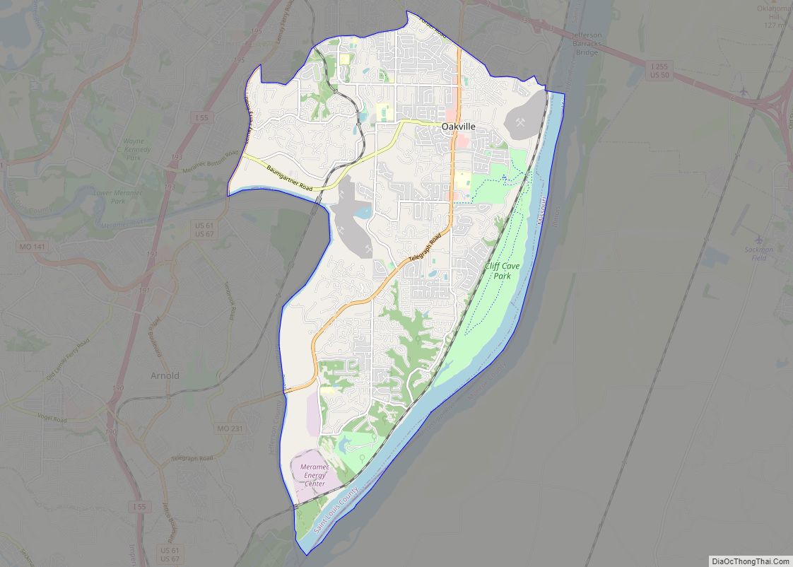 Map of Oakville CDP, Missouri
