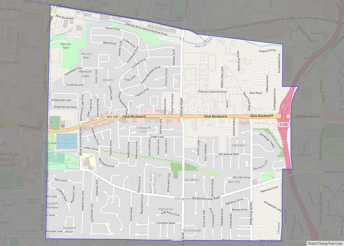 Map of Olivette city
