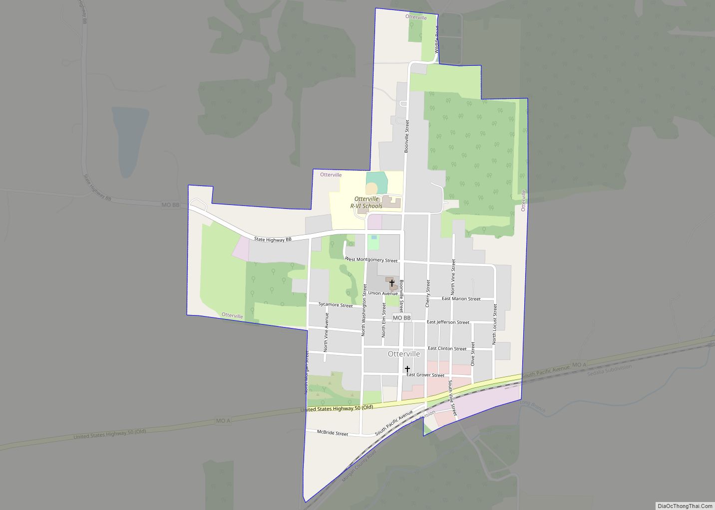Map of Otterville city, Missouri