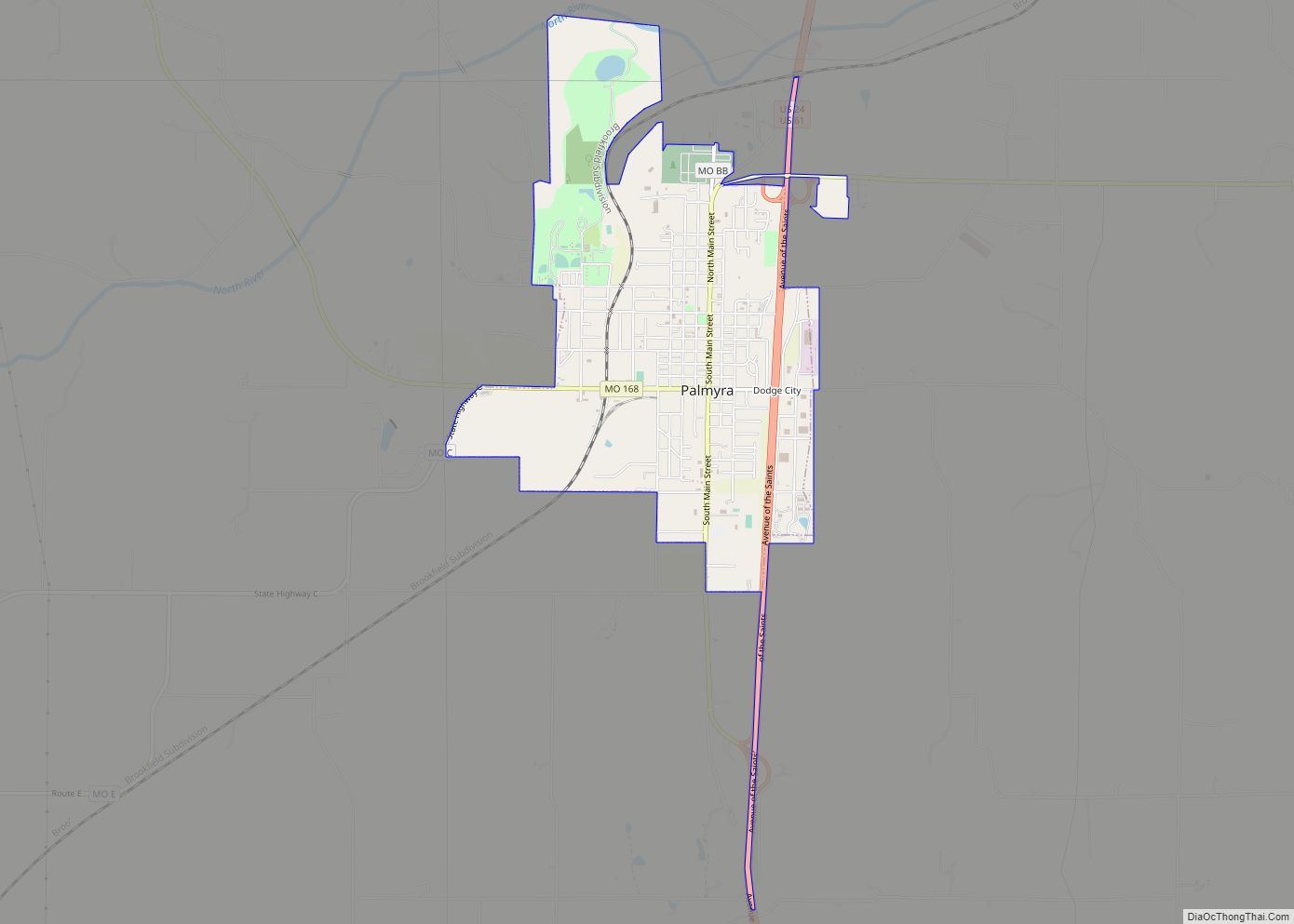 Map of Palmyra city, Missouri
