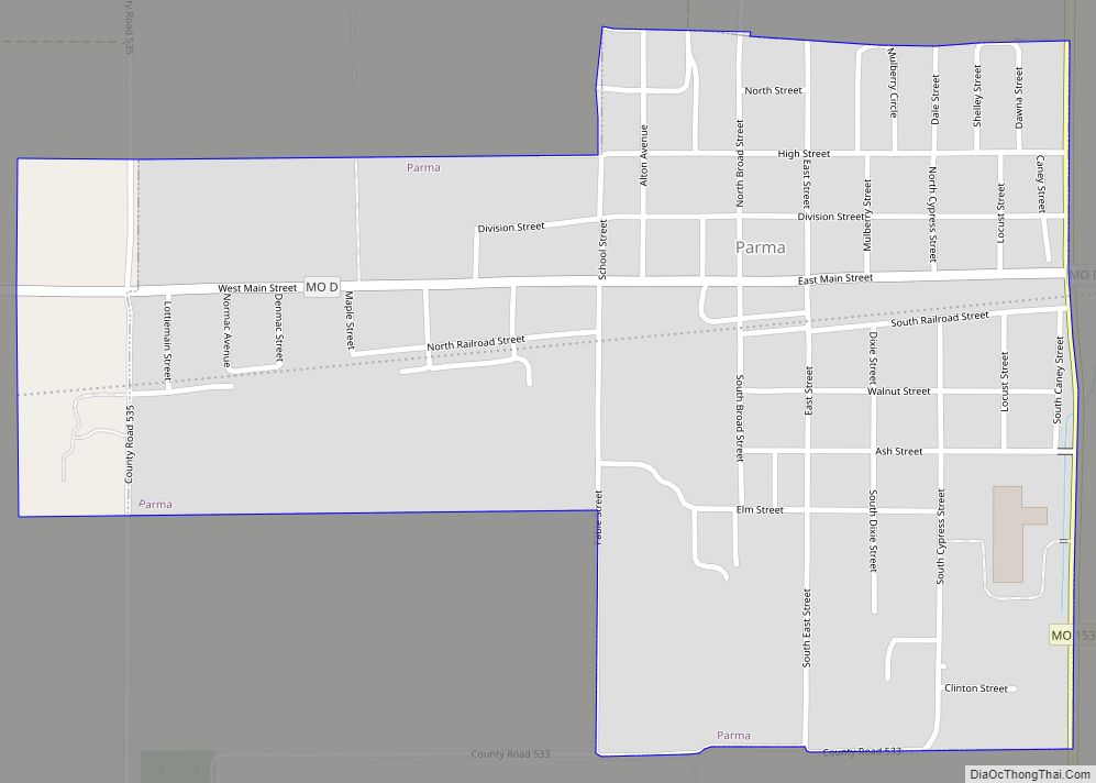 Map of Parma city, Missouri