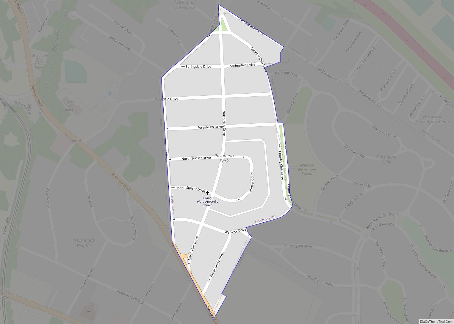 Map of Pasadena Park village
