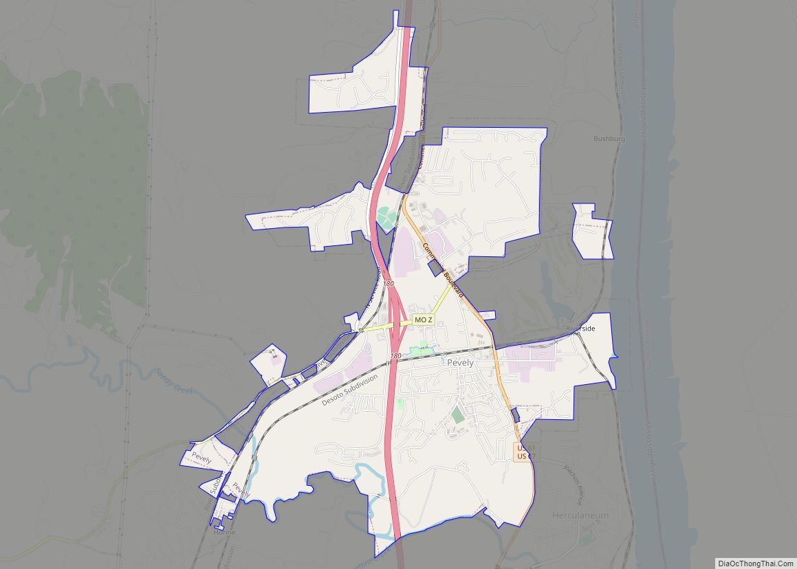 Map of Pevely city