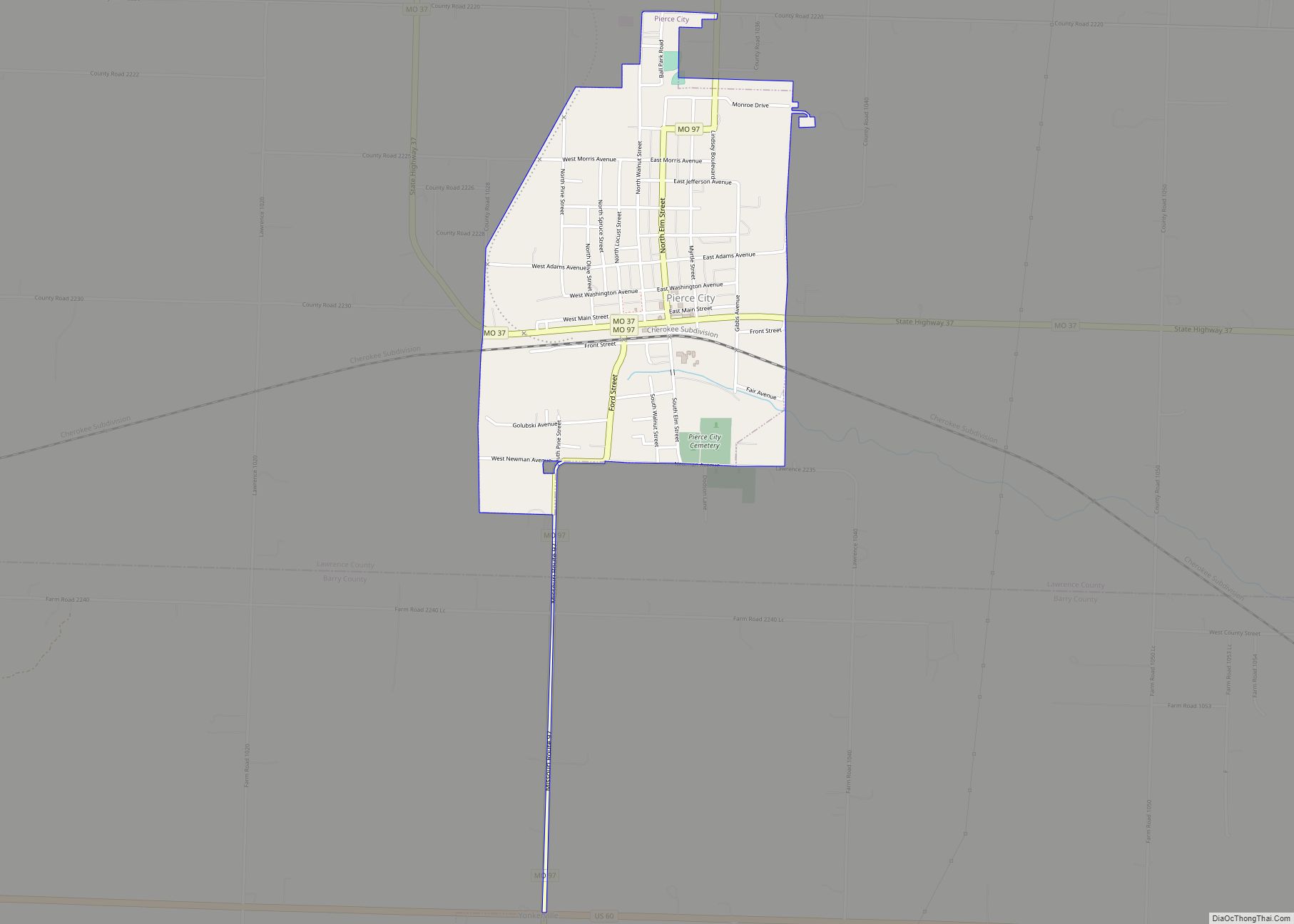 Map of Pierce City city