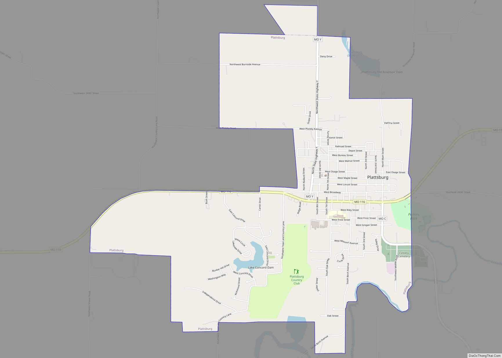 Map of Plattsburg city