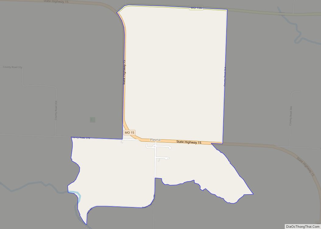 Map of Plevna CDP, Missouri