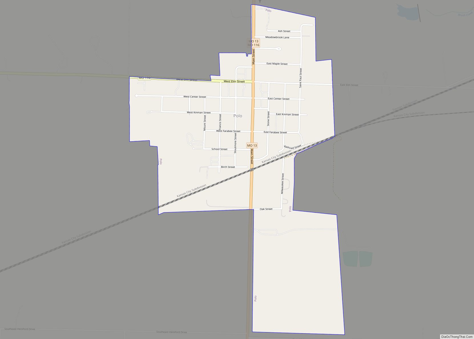 Map of Polo city, Missouri