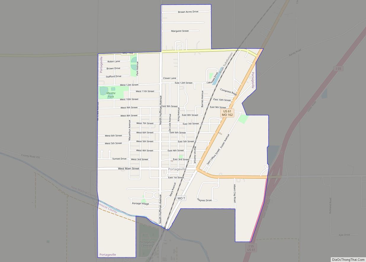 Map of Portageville city