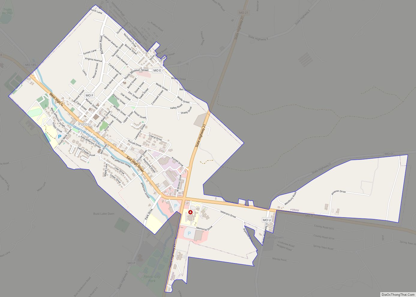 Map of Potosi city