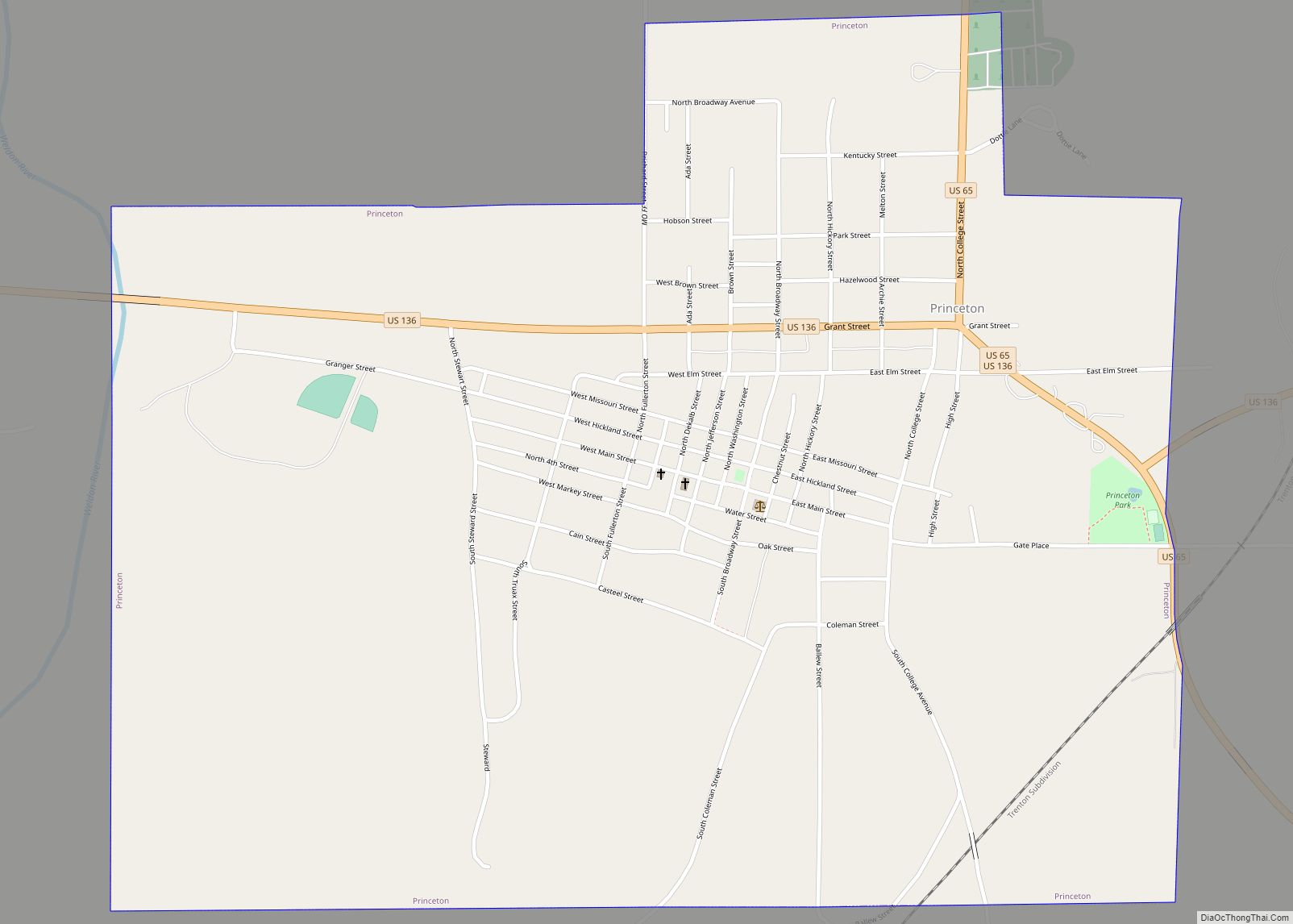 Map of Princeton city, Missouri