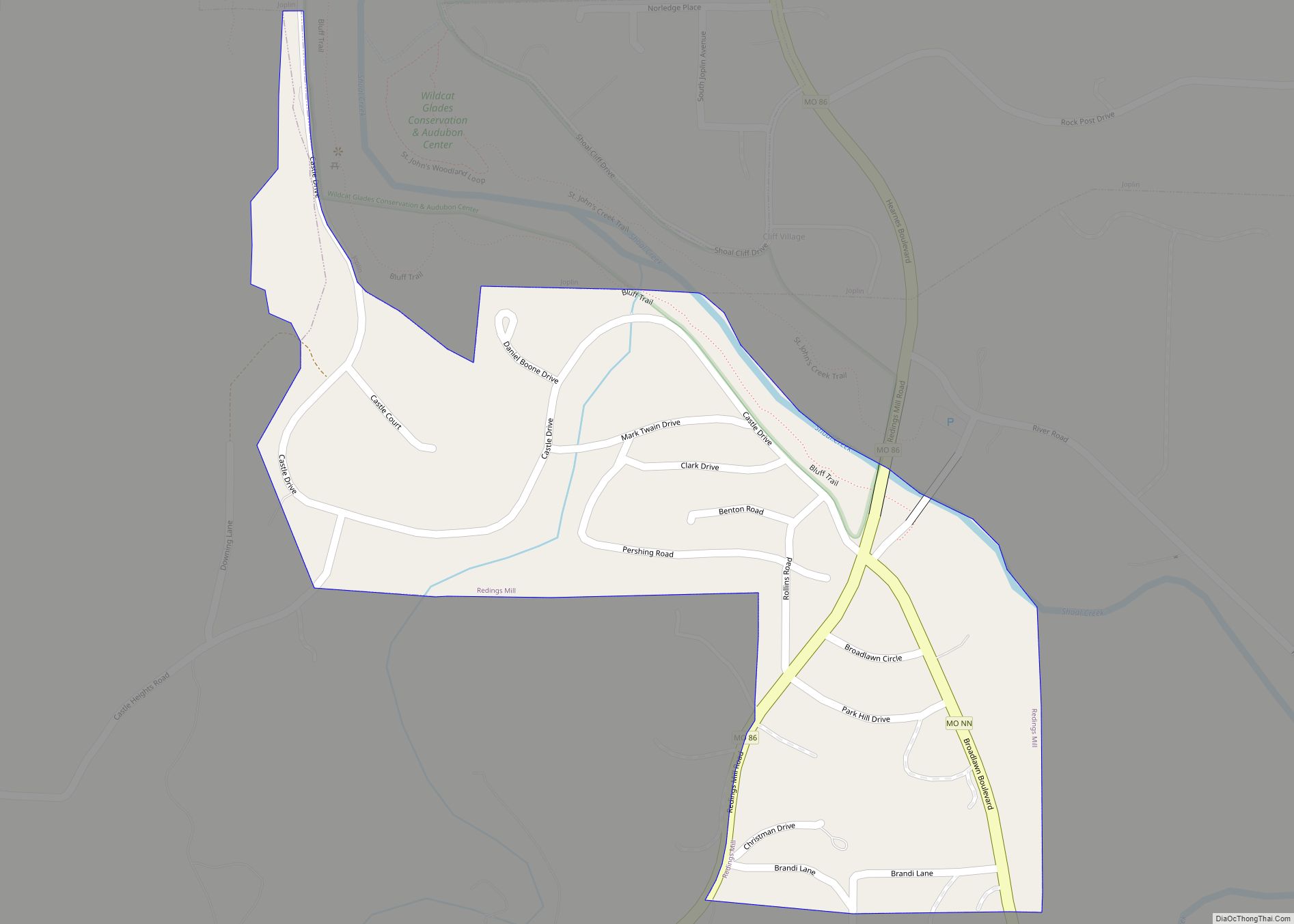 Map of Redings Mill village