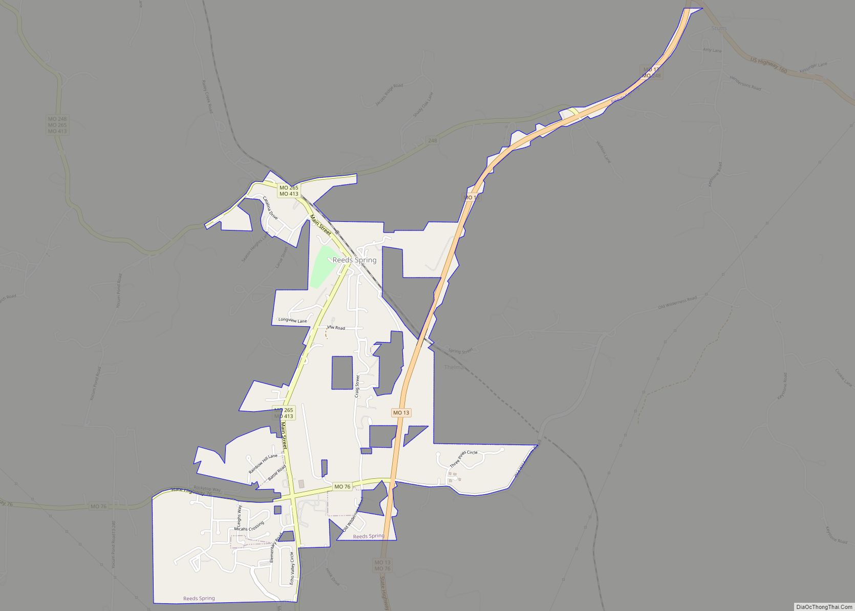Map of Reeds Spring city
