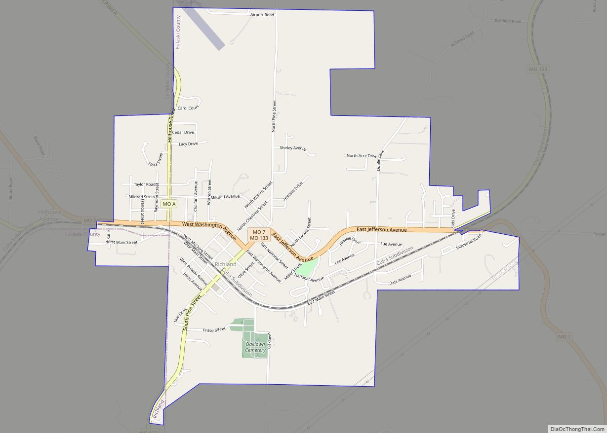 Map of Richland city, Missouri