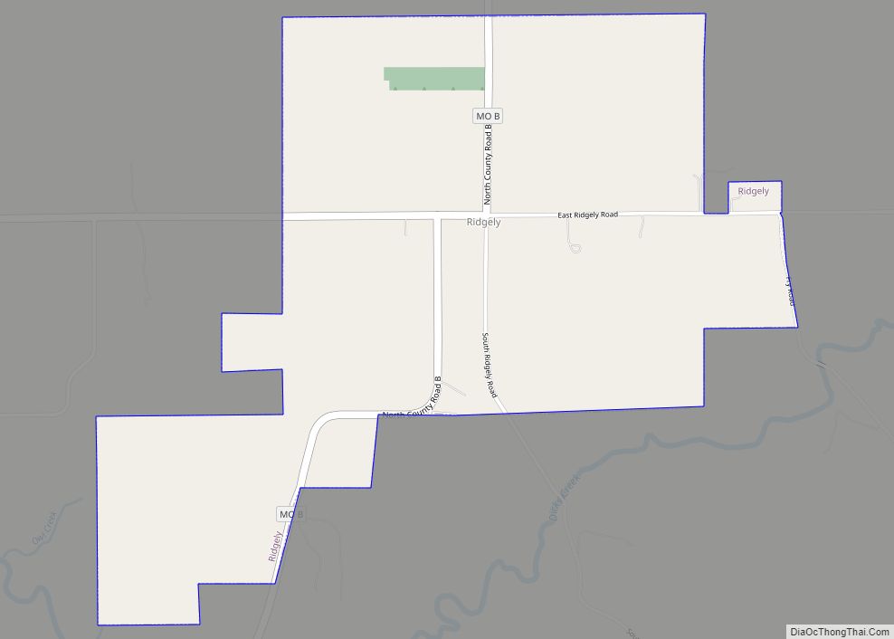 Map of Ridgely village, Missouri