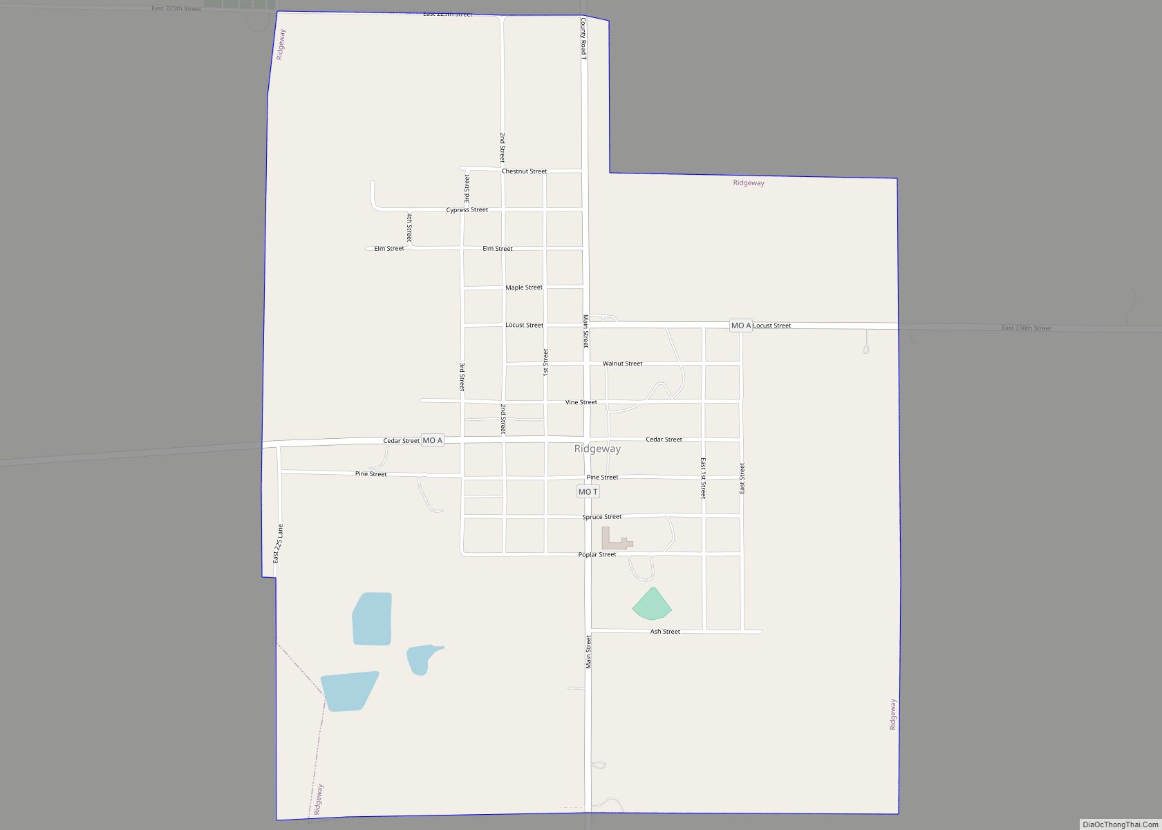 Map of Ridgeway city, Missouri
