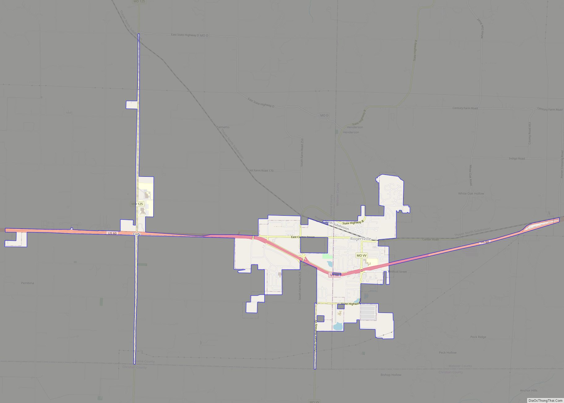 Map of Rogersville city, Missouri