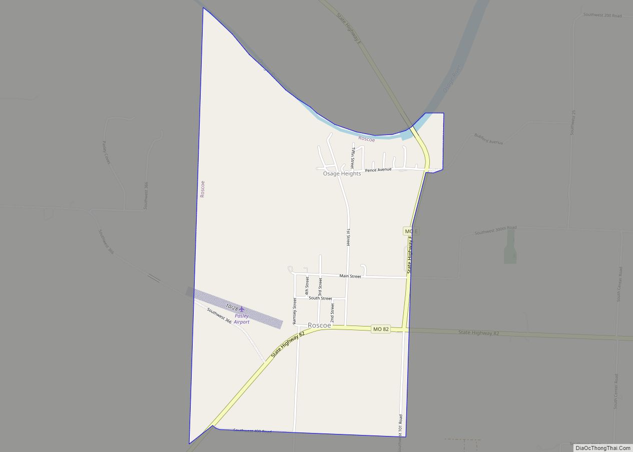 Map of Roscoe village, Missouri