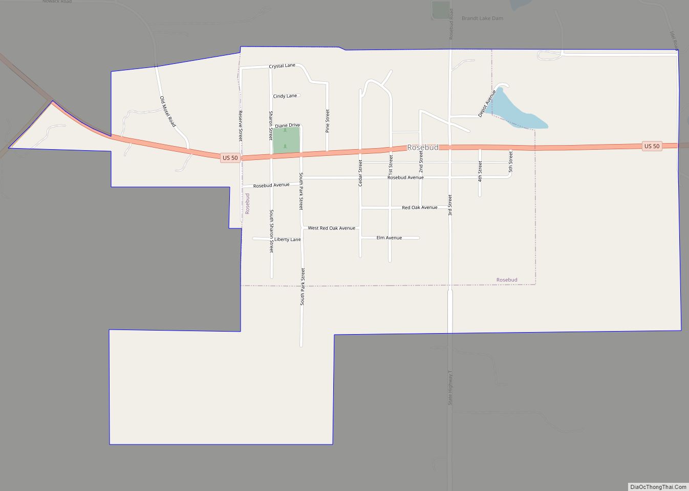 Map of Rosebud city