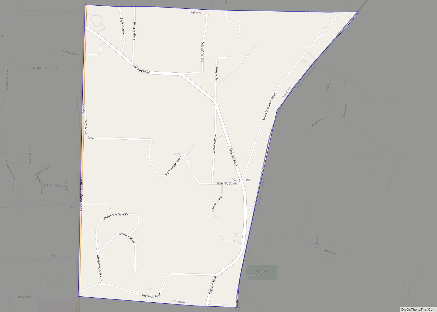 Map of Saginaw village, Missouri