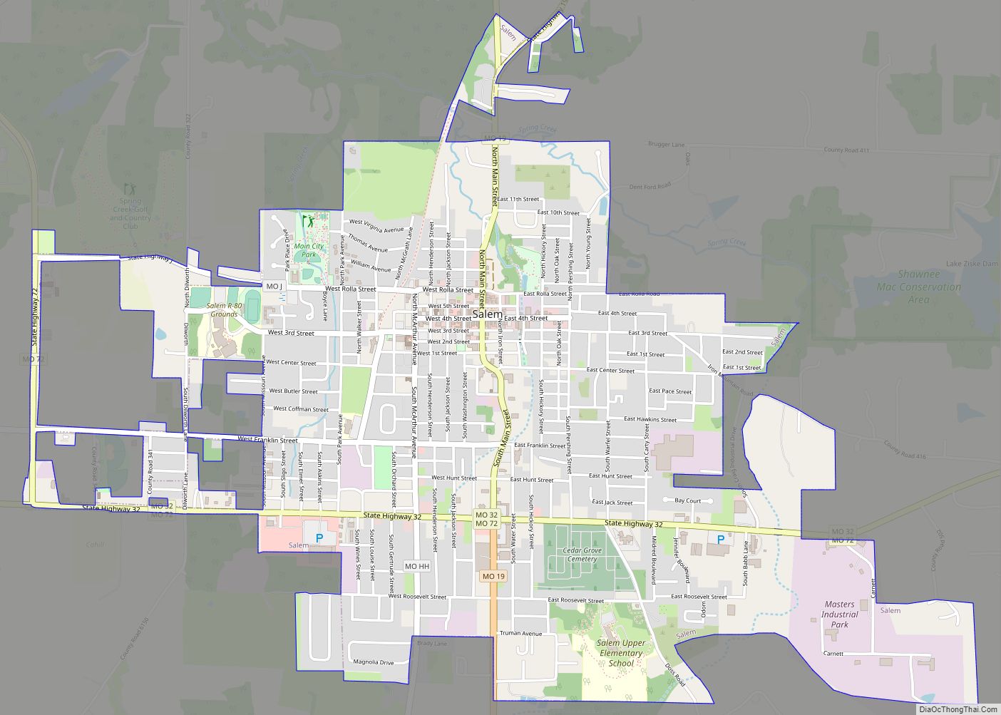 Map of Salem city, Missouri