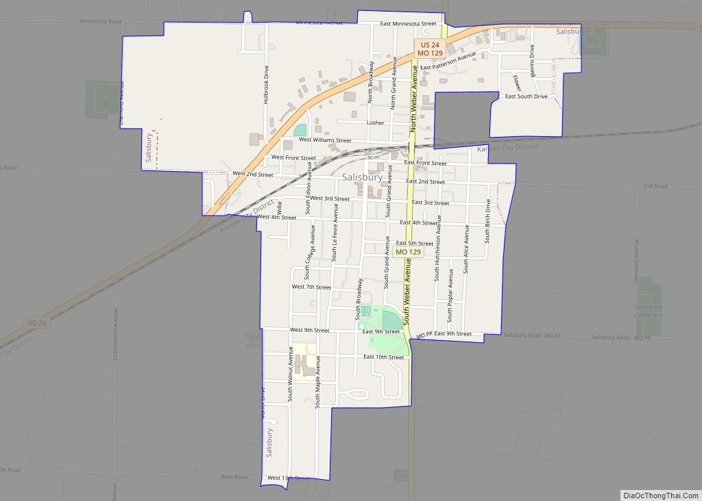 Map of Salisbury city, Missouri