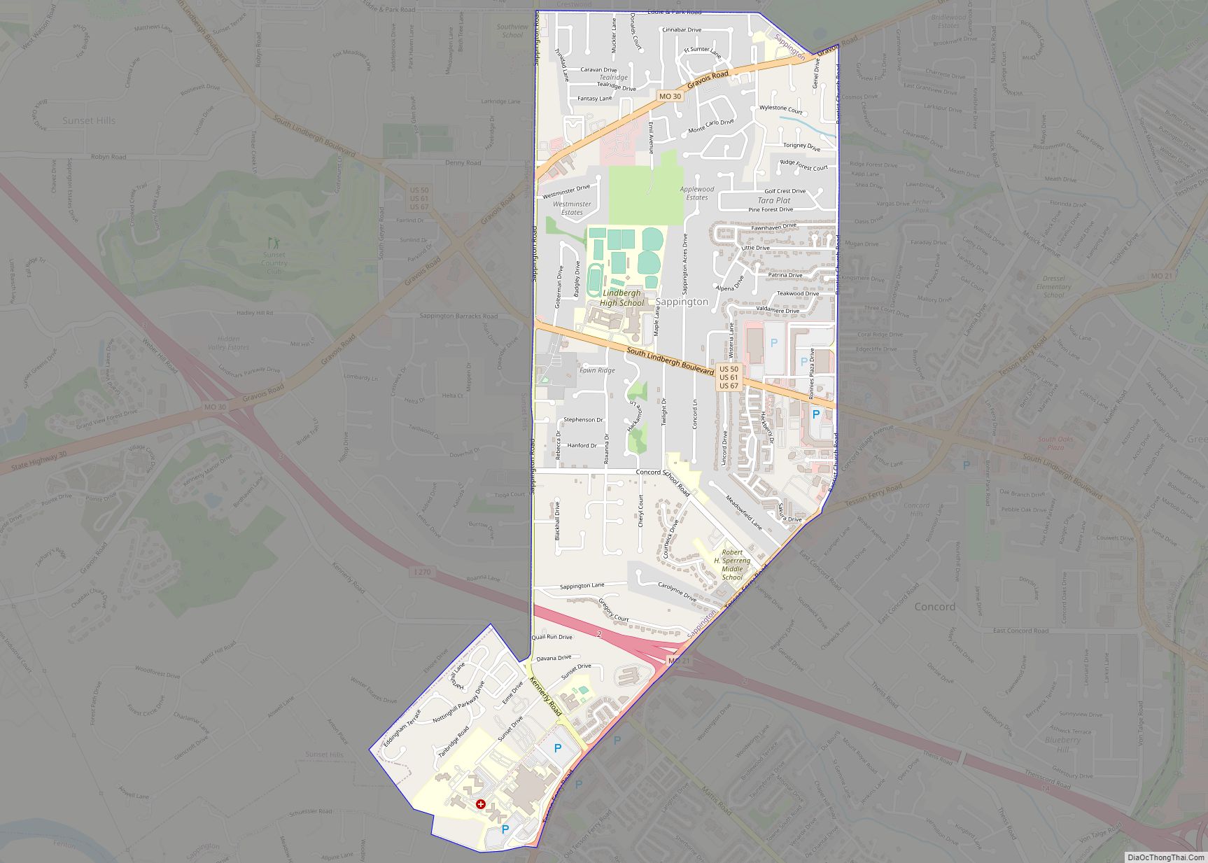 Map of Sappington CDP