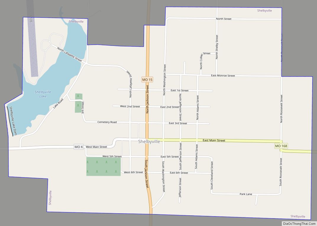 Map of Shelbyville city, Missouri