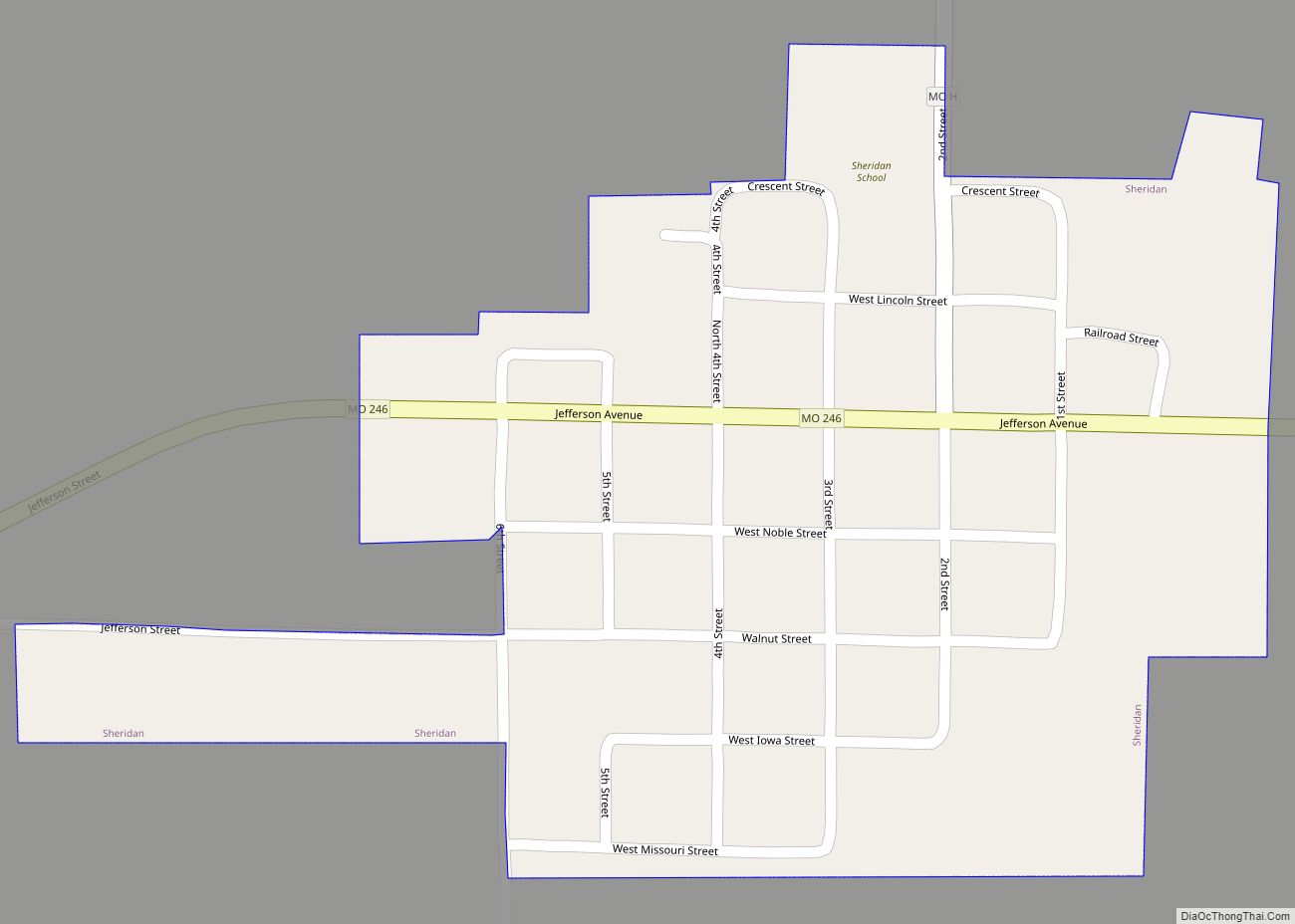 Map of Sheridan town, Missouri