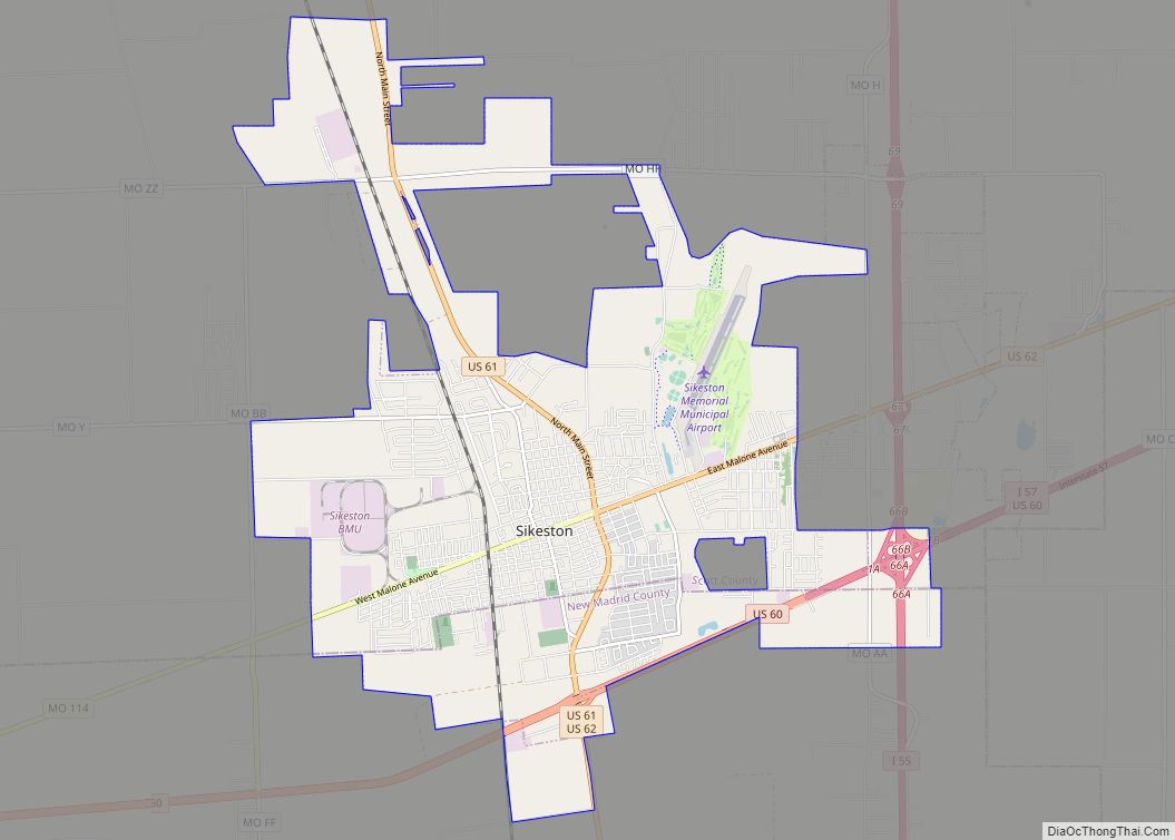 Map of Sikeston city